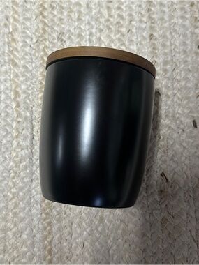 NEW The Container Store Marie Kondo Black Medium Ceramic Canister, Bamboo Lid